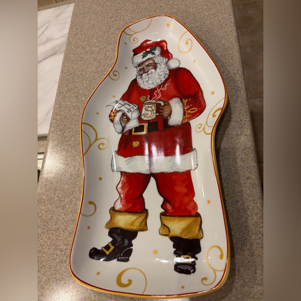 Williams Sonoma Santa Claus Serving Platter - Red and White